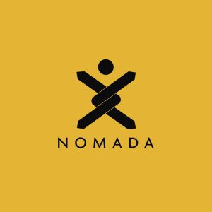 NOMADA logo on a yellow-orange background.
